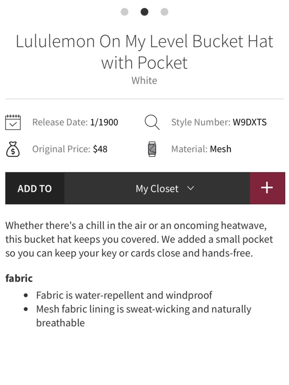 Lululemon | On My Level Bucket Hat with Pocket White NWT - Unisex M/L - Picture 8 of 8